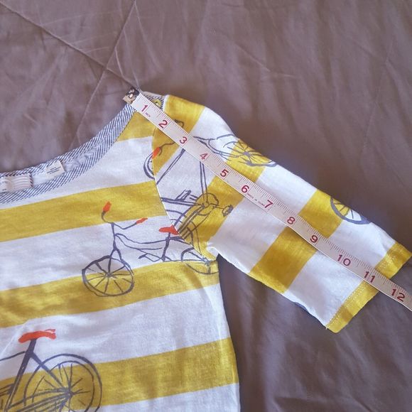 Postcard  Womens Blouse Size XS Yellow Striped Print Button Antropologie Spring - Picture 12 of 12